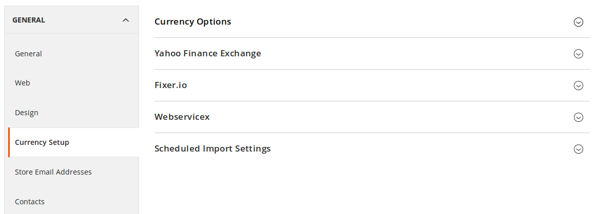 Configuración de conversión de moneda