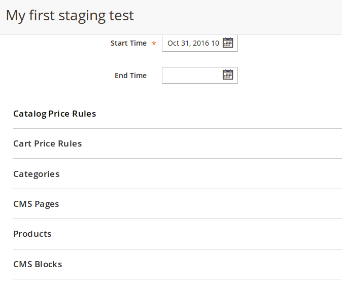 Configuración de cambio programado en Magento2