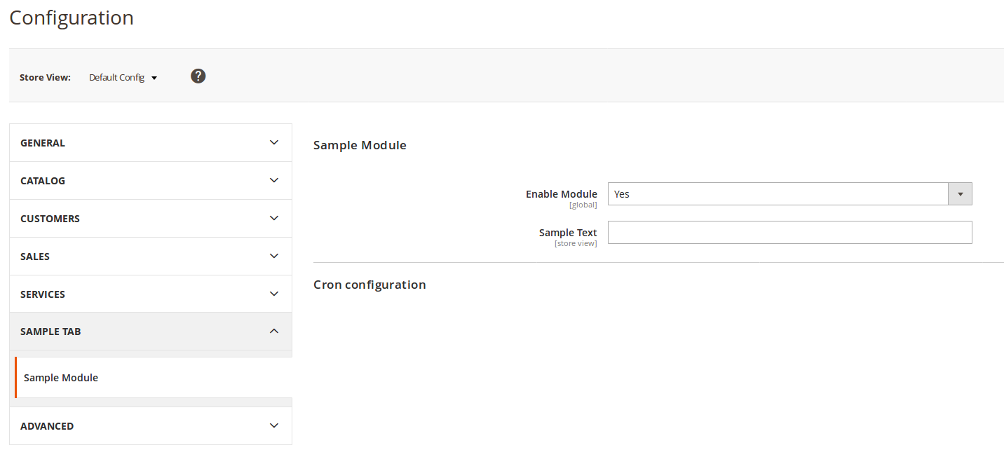 Configuración del módulo Barbanet_SampleModule