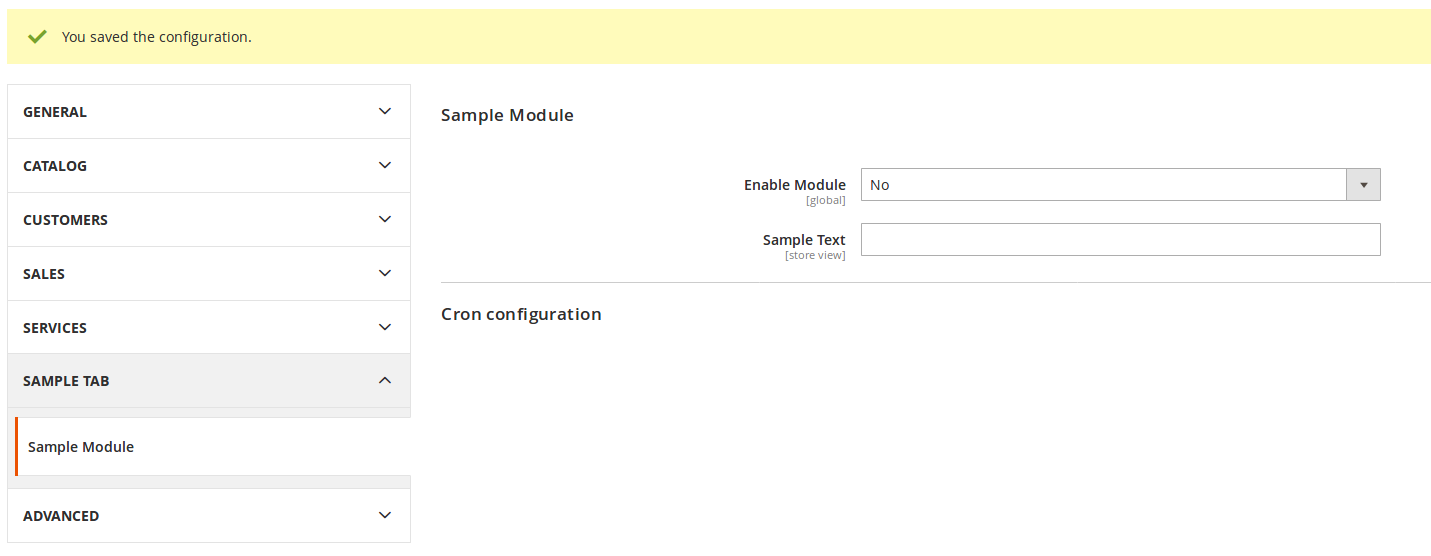 Configuración del módulo Barbanet_SampleModule