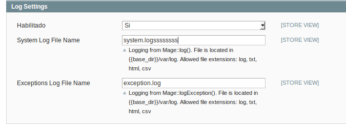 Configuración de logs en Magento 1.9.3.7