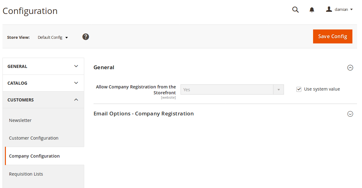 Configuración de Company en B2B