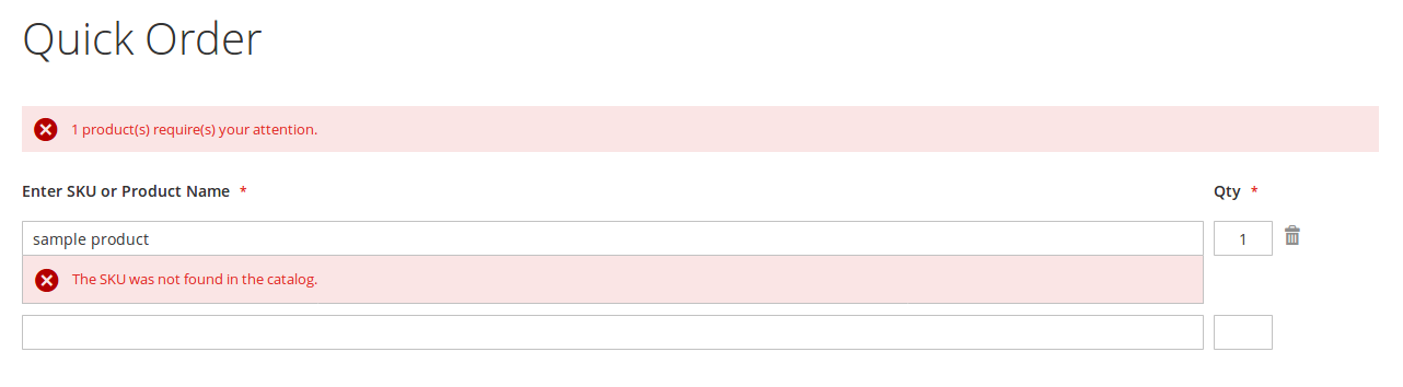 Validación de SKU en Quick Orders en Magento2