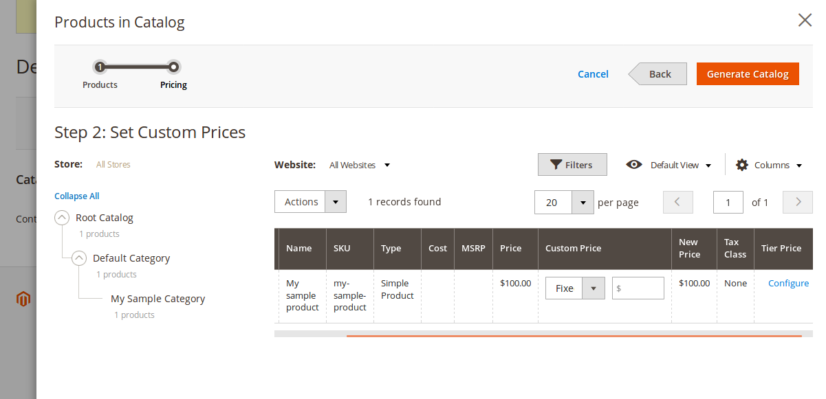 Configuración del Shared Catalogue en Magento2