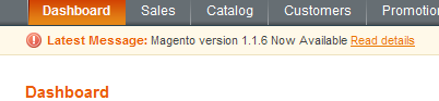 Aviso de Magento 1.1.6