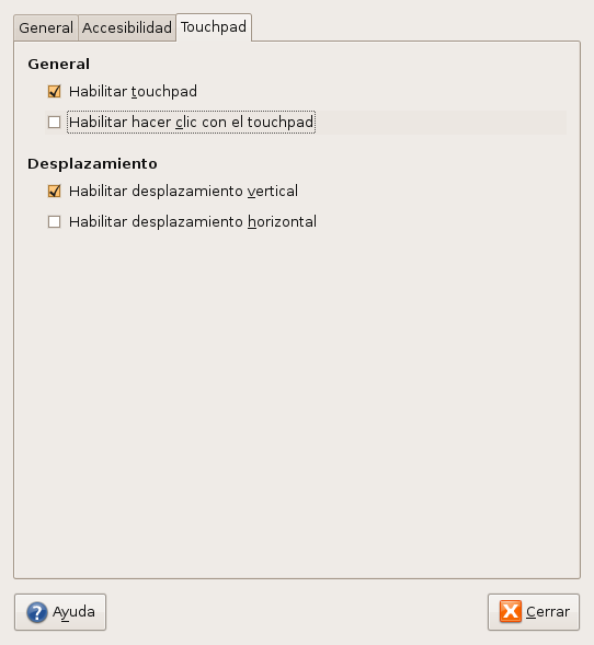Deshabilitando el click en el touchpad en Ubuntu