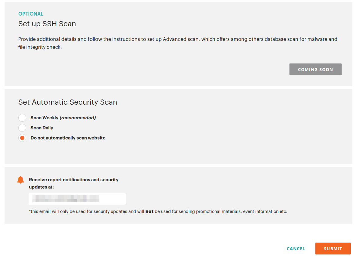 Configuración del Security Scan